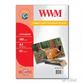 Фотобумага WWM глянцевая 180г/м кв , A3 , 20л (G180.A3.20) от магазина Вилинт